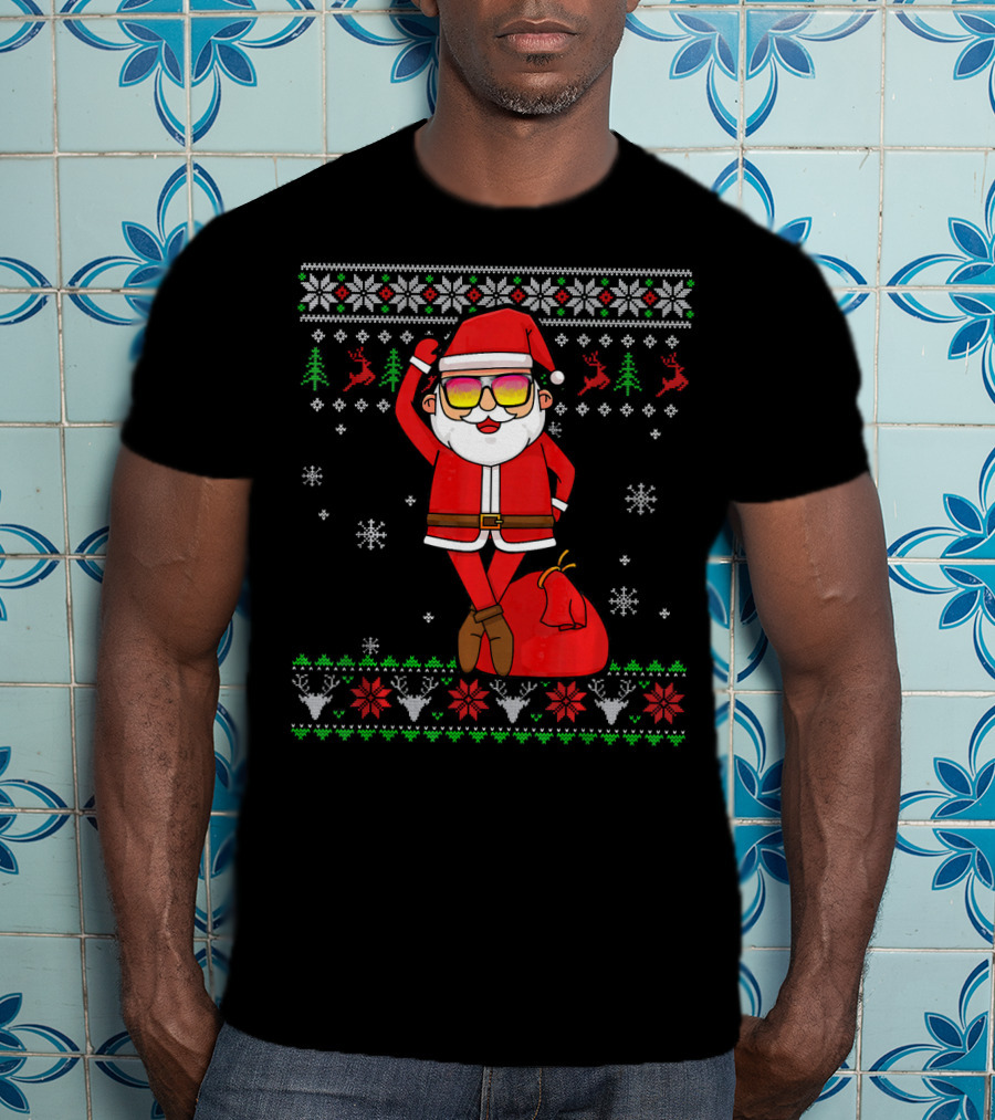 Ballet Lover Santa Claus Ballerina Christmas Snowflakes Reindeer Ugly T-Shirt