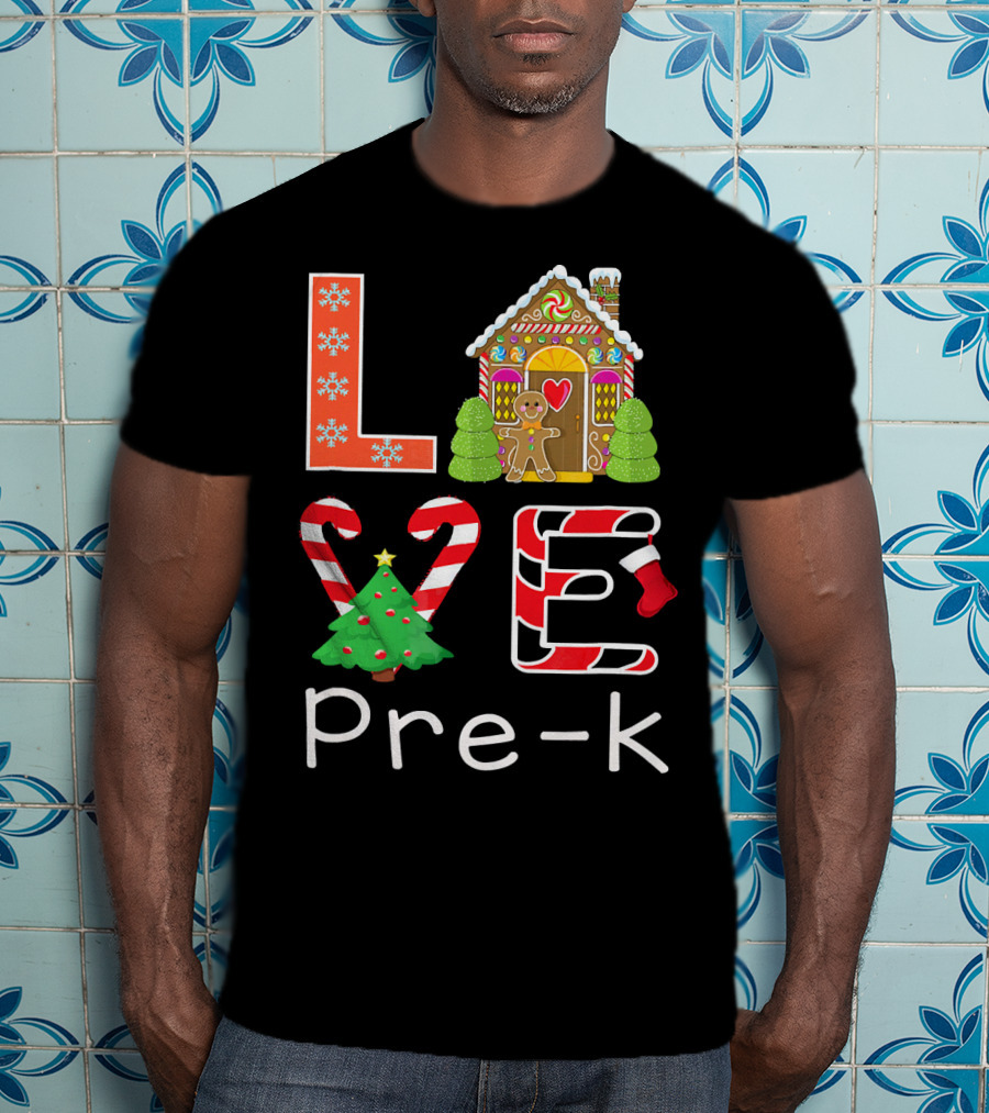 Love Pre-k Gingerbread Christmas Holiday Elements T-Shirt