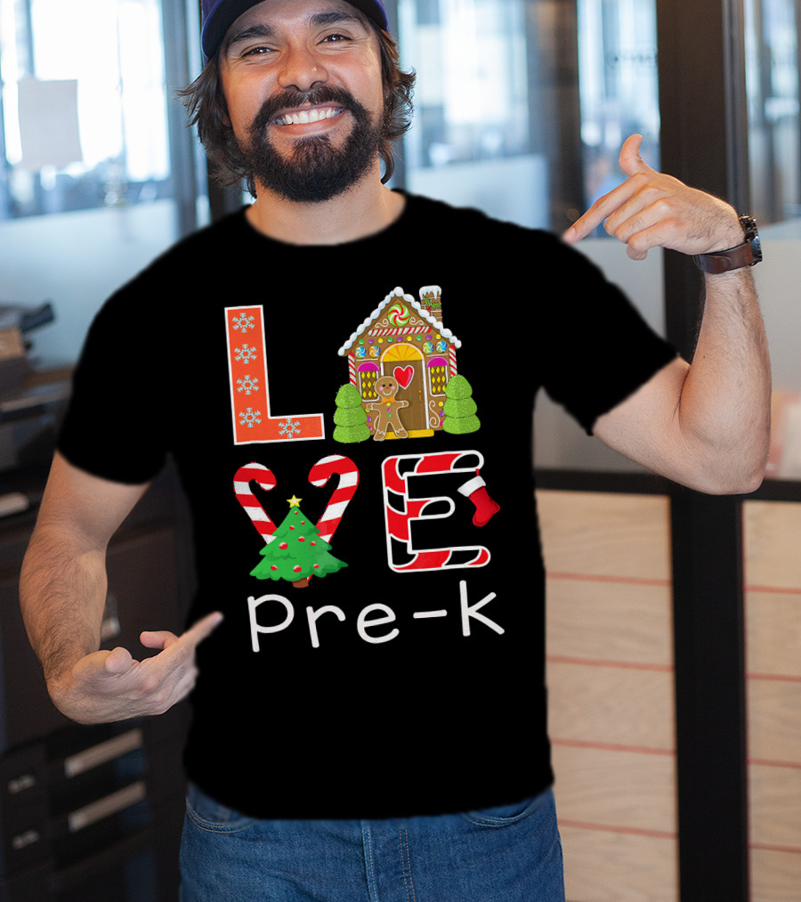 Love Pre-k Gingerbread Christmas Holiday Elements T-Shirt