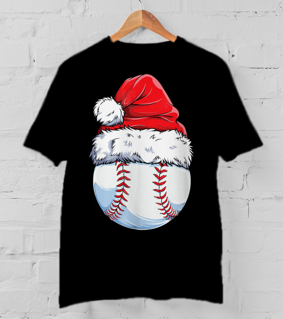 Baseball Santa Christmas Hat T-Shirt