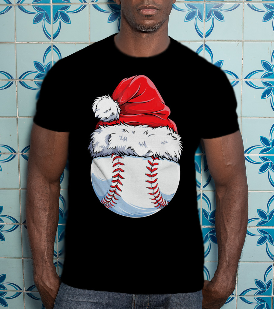 Baseball Santa Christmas Hat T-Shirt