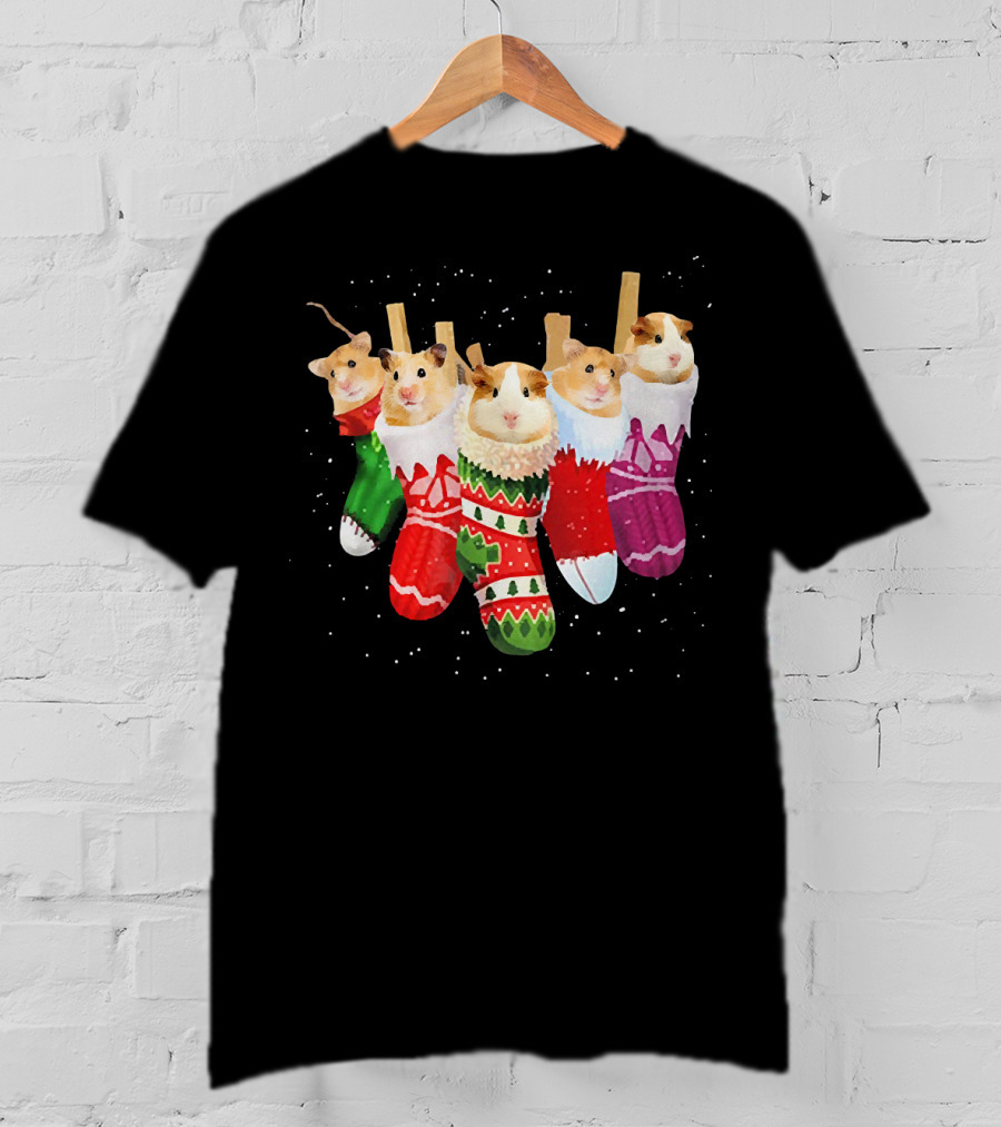 Hamster Holiday Cozy Stockings T-Shirt