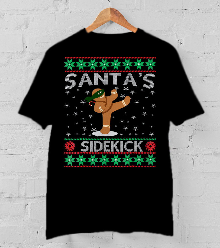 Santa's Sidekick Gingerbread Ninja Christmas T-Shirt
