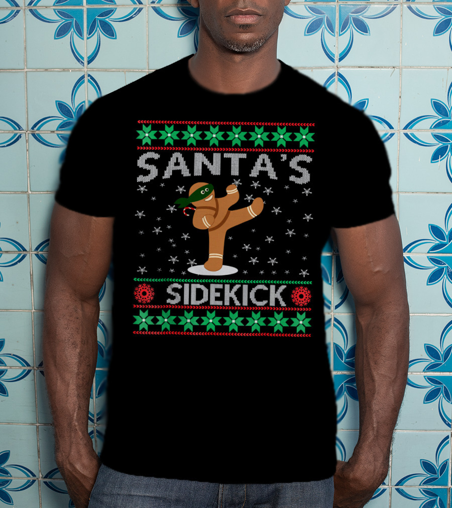 Santa's Sidekick Gingerbread Ninja Christmas T-Shirt