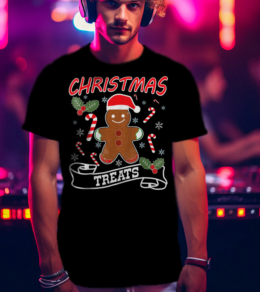CHRISTMAS TREATS Gingerbread Candy Canes And Holly T-Shirt