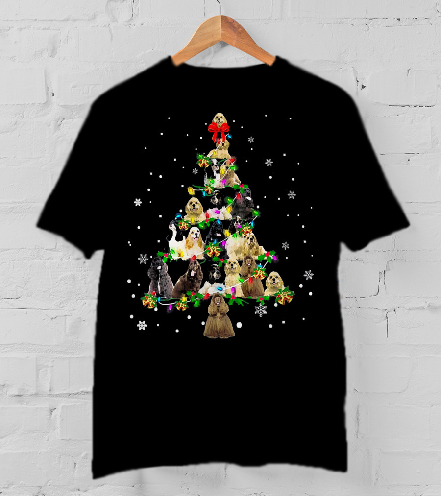 American Cocker Spaniel Christmas Tree Snowflakes T-Shirt