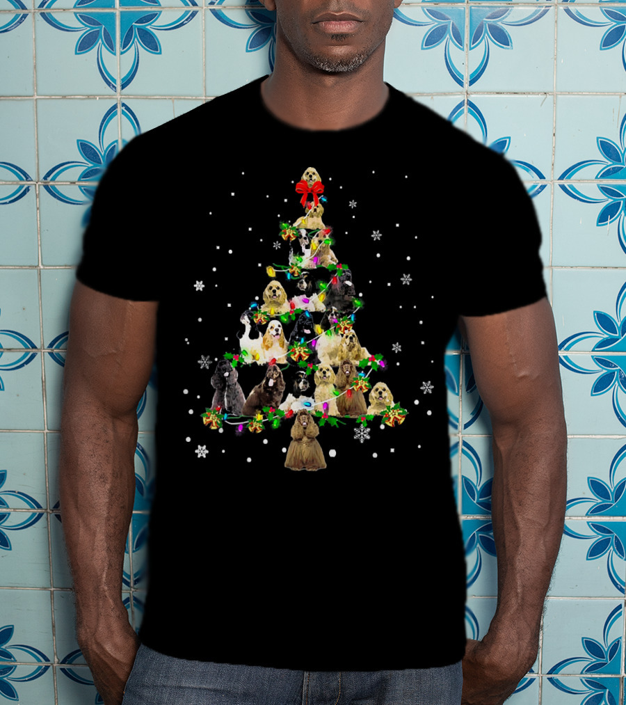 American Cocker Spaniel Christmas Tree Snowflakes T-Shirt