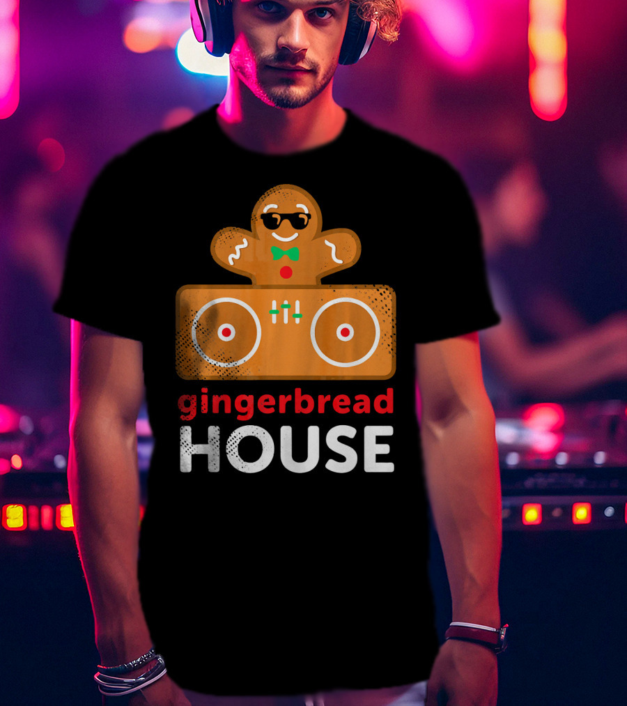 Gingerbread House Christmas DJ Gingerbread T-Shirt