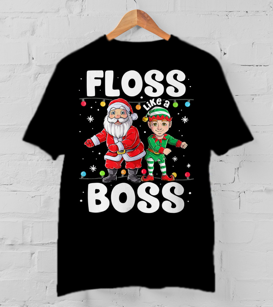 Floss Like A Boss Santa And Elf Christmas Dance T-Shirt