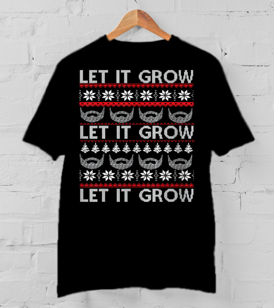 Let It Grow Beard Christmas T-Shirt