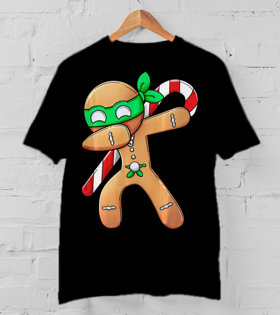 Christmas Boys Dabbing Gingerbread Ninja Candy Cane T-Shirt