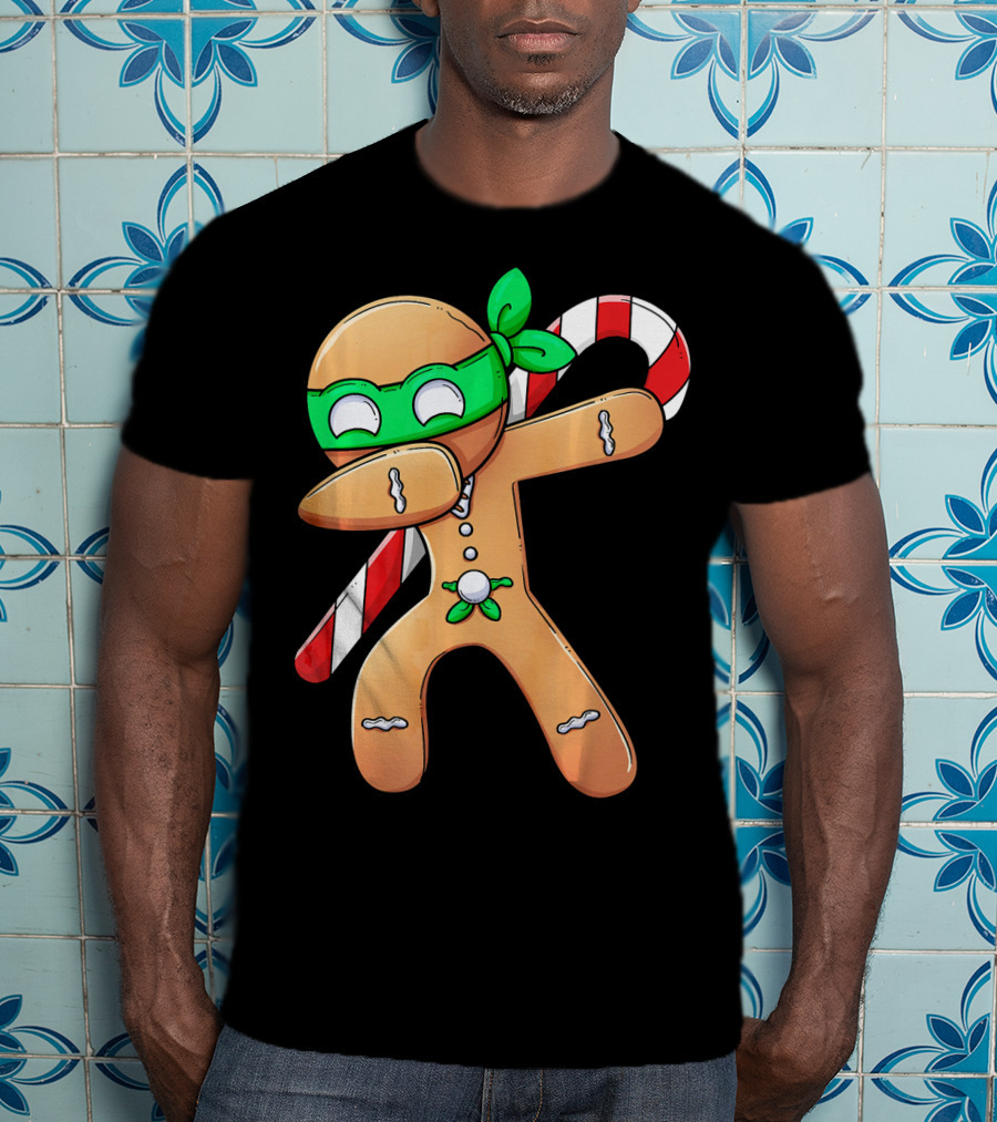 Christmas Boys Dabbing Gingerbread Ninja Candy Cane T-Shirt