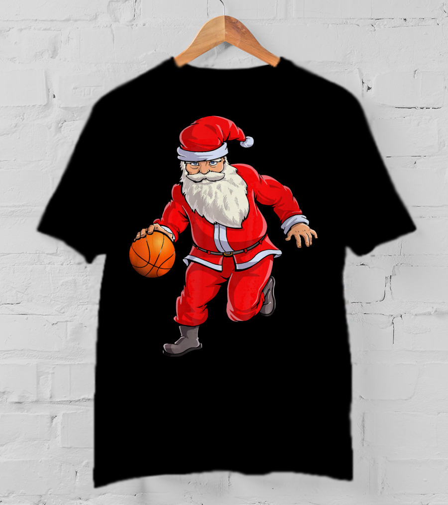Santa Claus Basketball Dribble Christmas T-Shirt