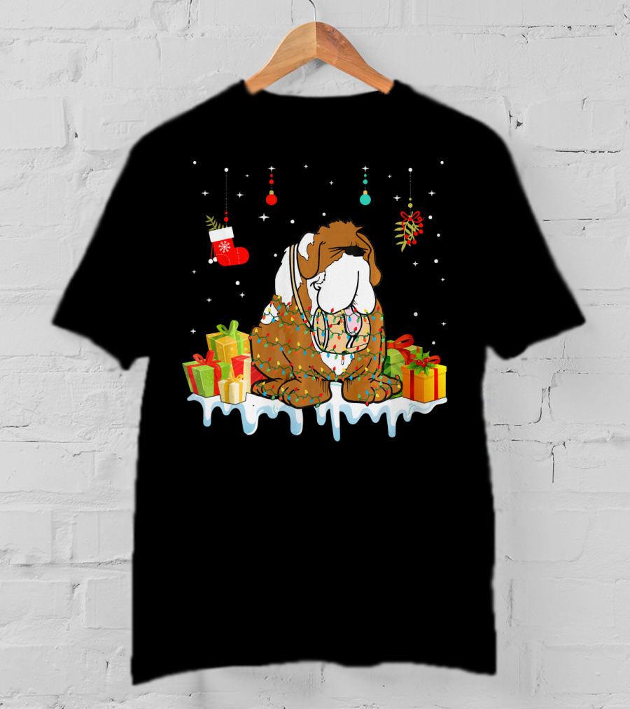 Christmas Bernard Dog With Presents And Festive Decorations T-Shirt
