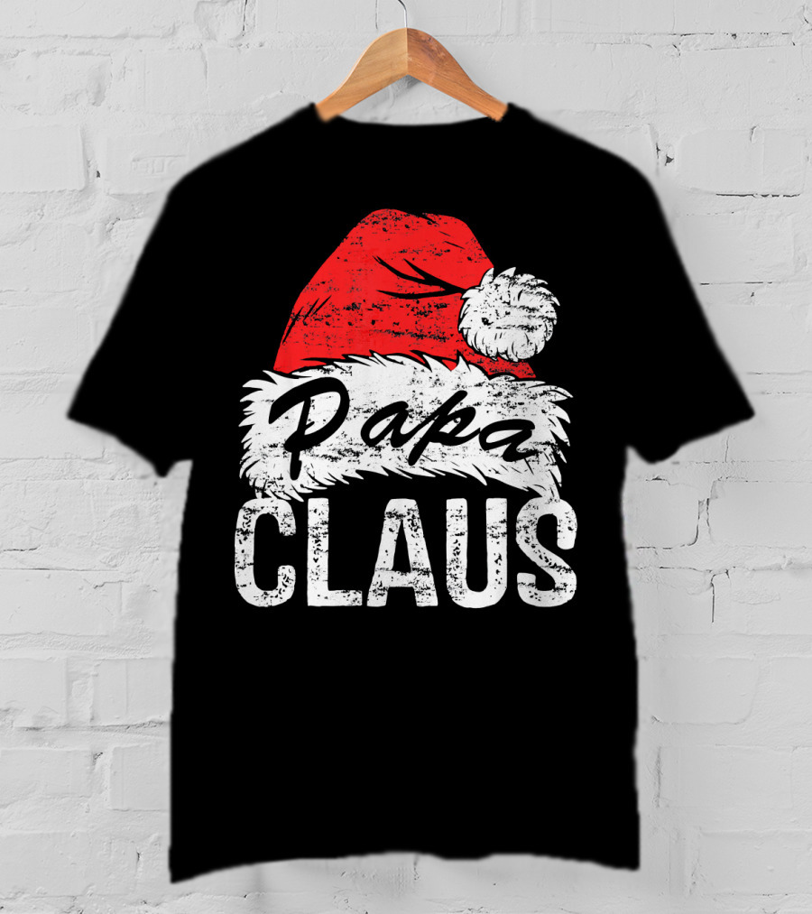Papa Claus Matching Family Christmas Santa Hat T-Shirt