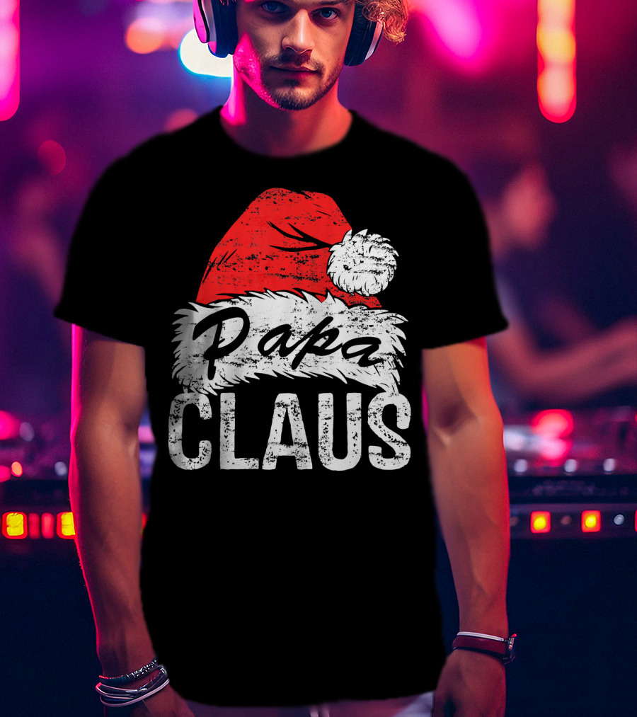 Papa Claus Matching Family Christmas Santa Hat T-Shirt