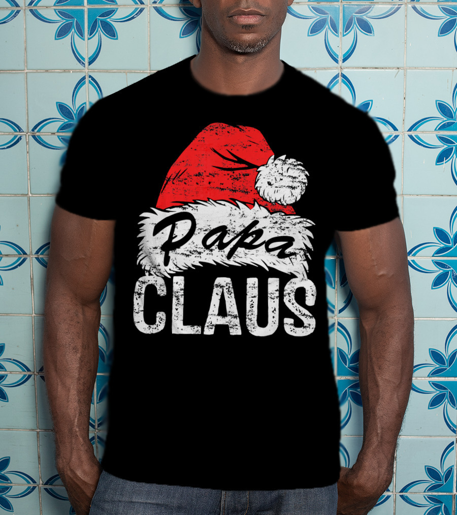 Papa Claus Matching Family Christmas Santa Hat T-Shirt