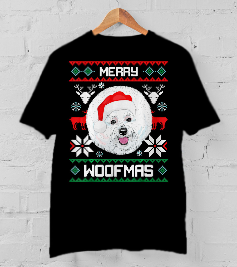 Merry Woofmas Bichon Frise Holiday T-Shirt