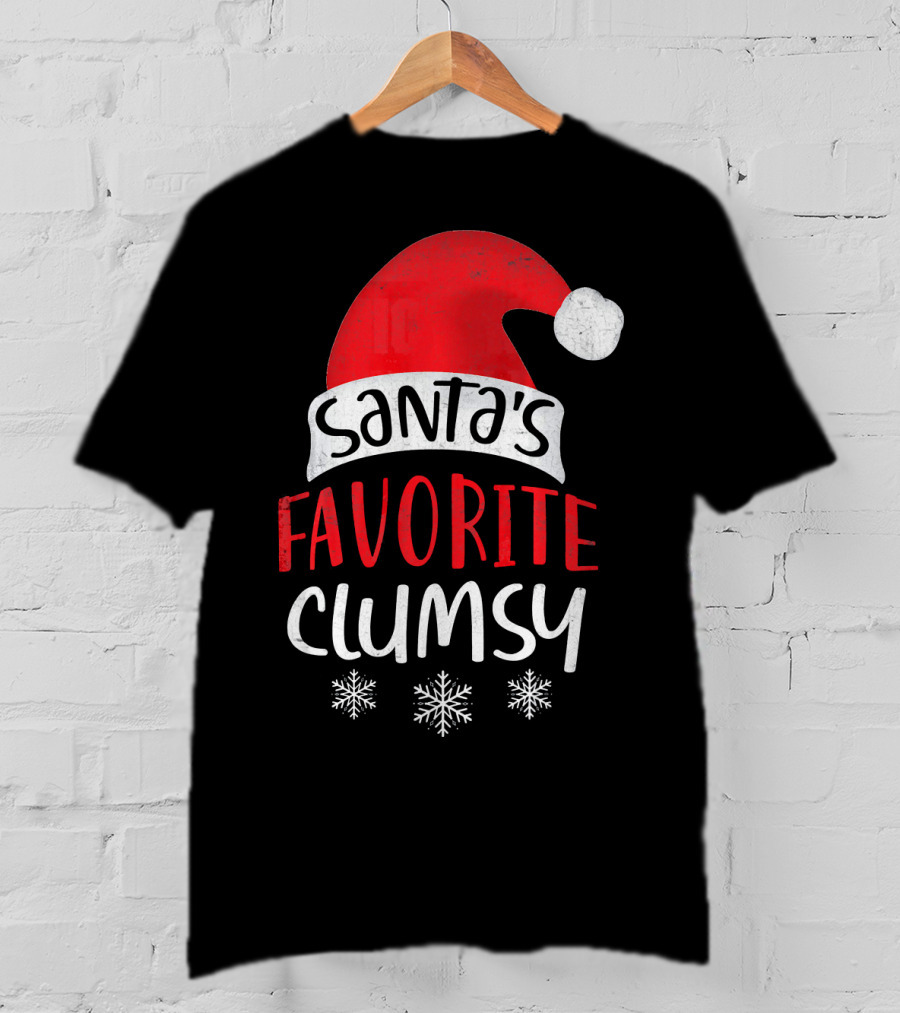Santa's Favorite Clumsy Christmas Snowflakes Santa Hat T-Shirt
