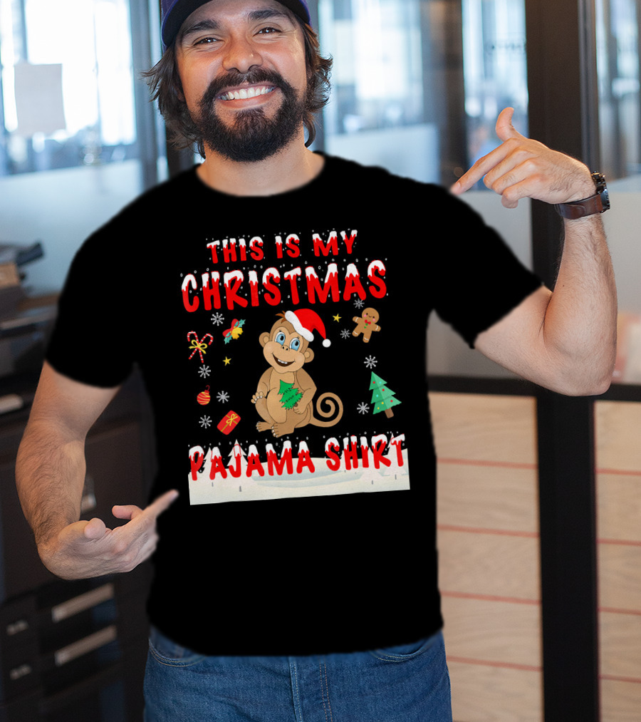 This Is My Christmas Pajama Shirt Cute Monkey T-Shirt