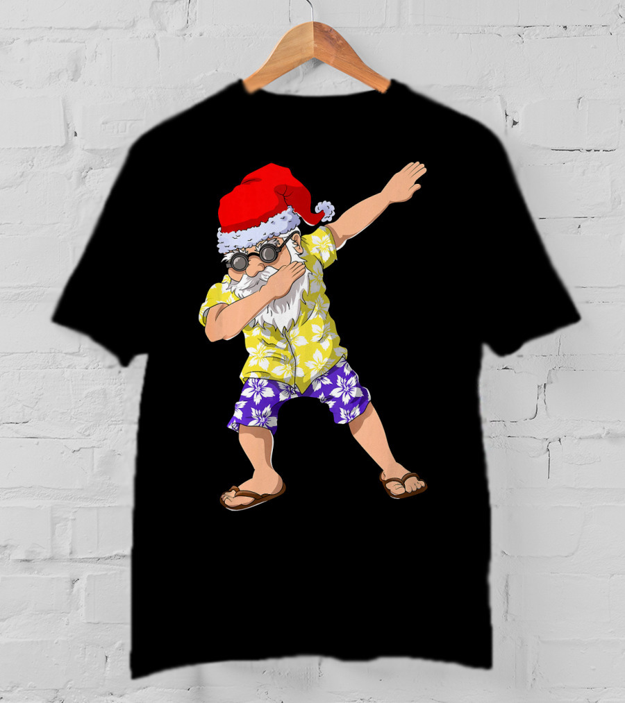 Santa Claus Dabbing In Hawaiian Shirt Christmas In July T-Shirt