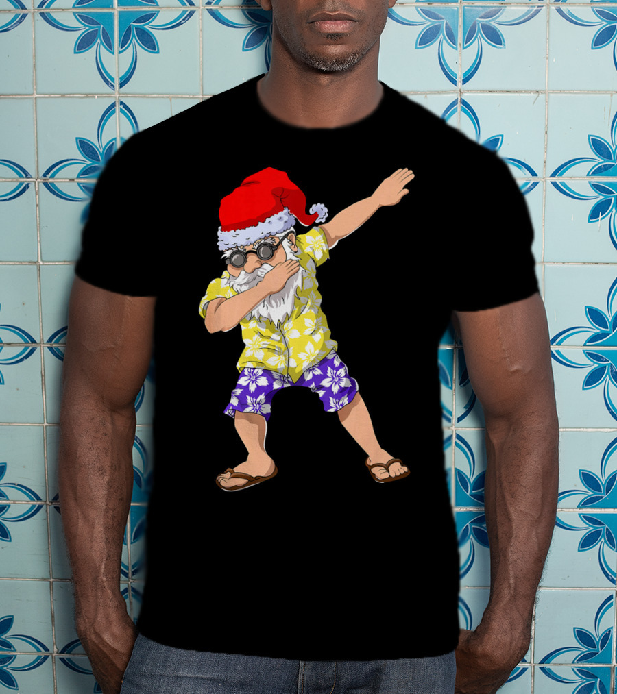 Santa Claus Dabbing In Hawaiian Shirt Christmas In July T-Shirt