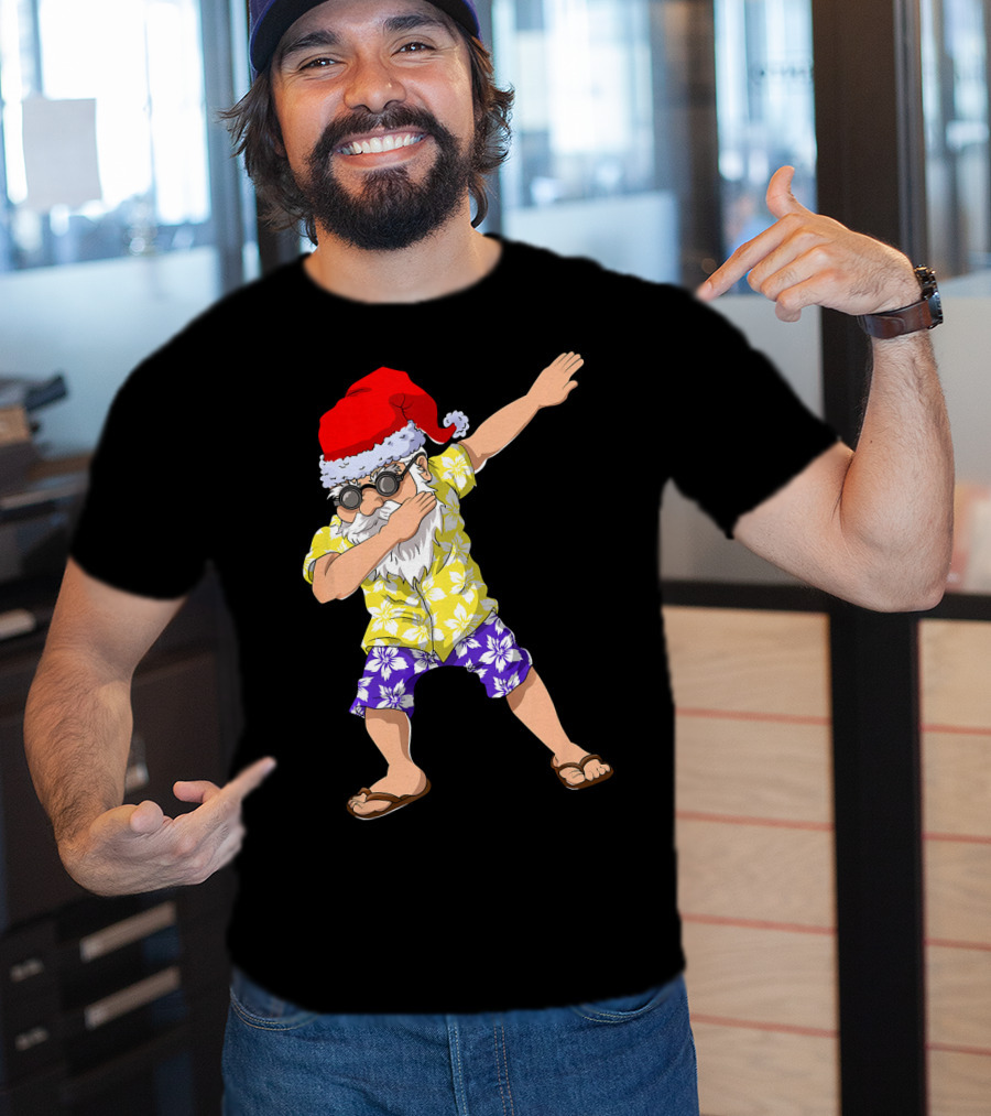 Santa Claus Dabbing In Hawaiian Shirt Christmas In July T-Shirt
