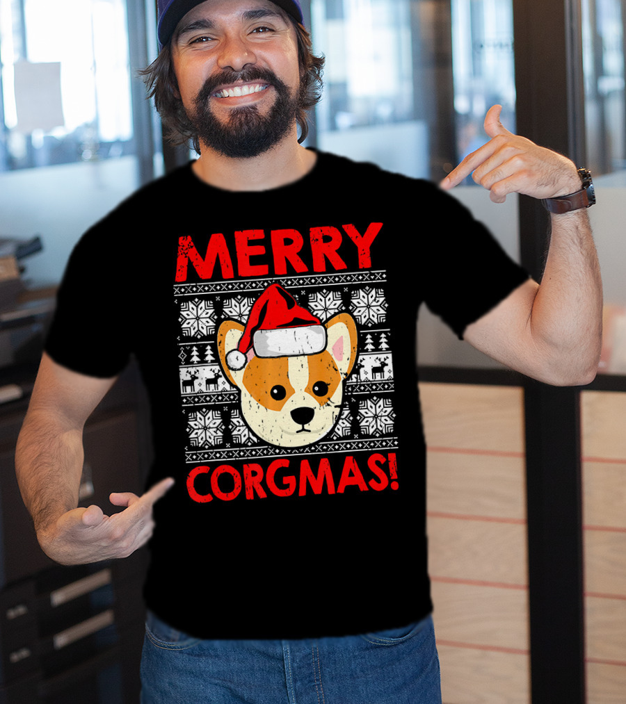 Merry Corgmas Funny Christmas Santa Corgi Dog T-Shirt