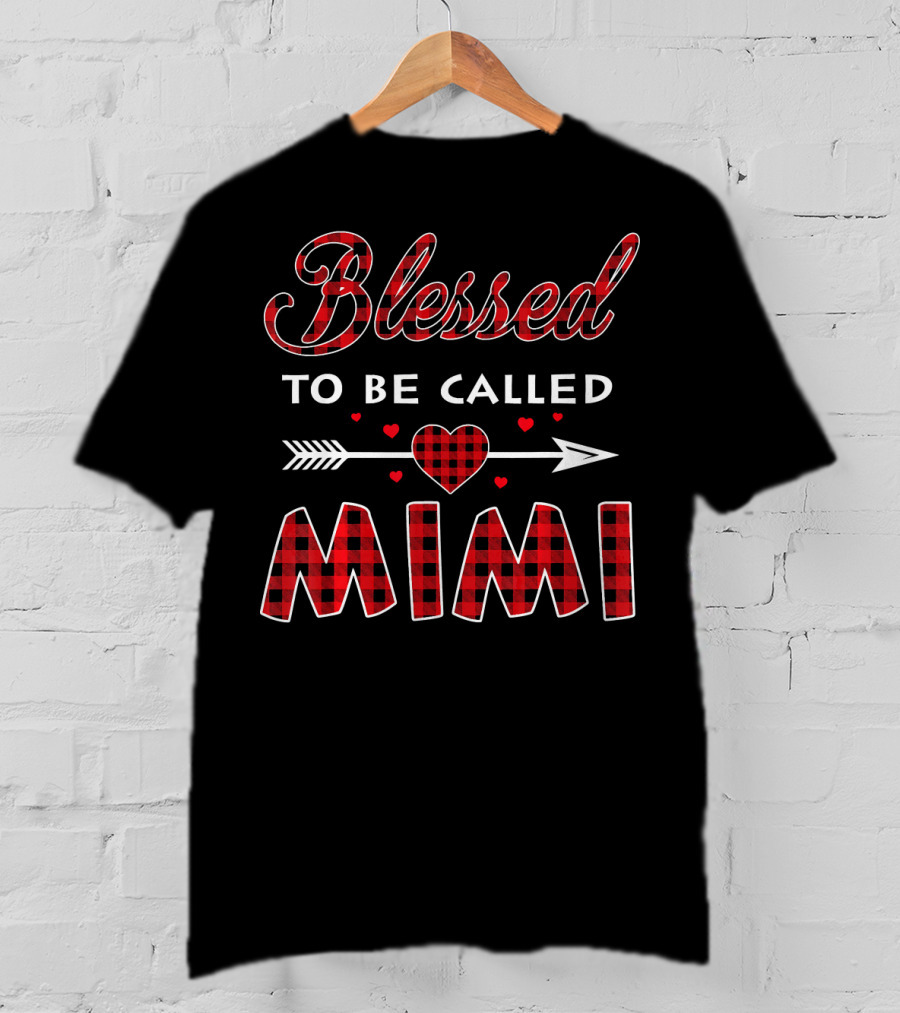 Blessed To Be Called Mimi Buffalo Plaid Heart Arrow T-Shirt