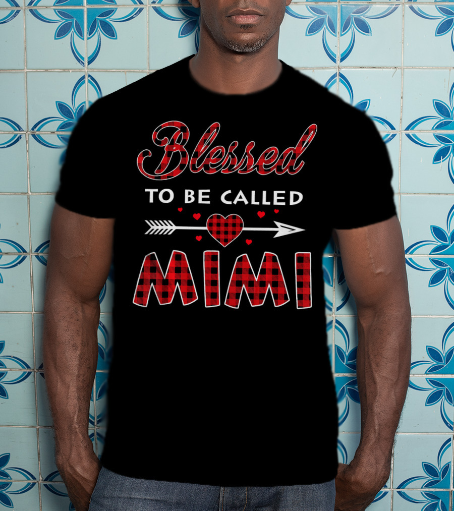 Blessed To Be Called Mimi Buffalo Plaid Heart Arrow T-Shirt