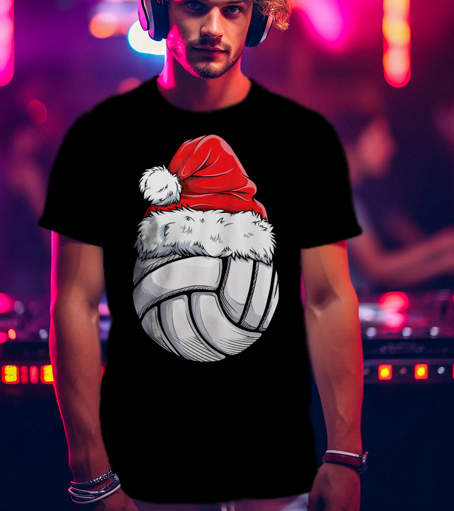 Volleyball Santa Hat Christmas Ball T-Shirt