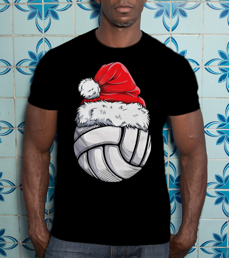 Volleyball Santa Hat Christmas Ball T-Shirt