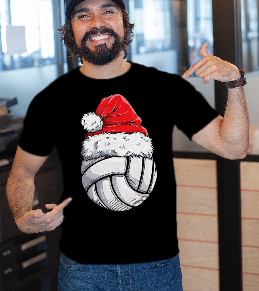 Volleyball Santa Hat Christmas Ball T-Shirt