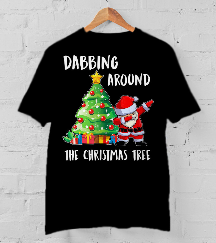 Dabbing Santa Claus Around The Christmas Tree T-Shirt