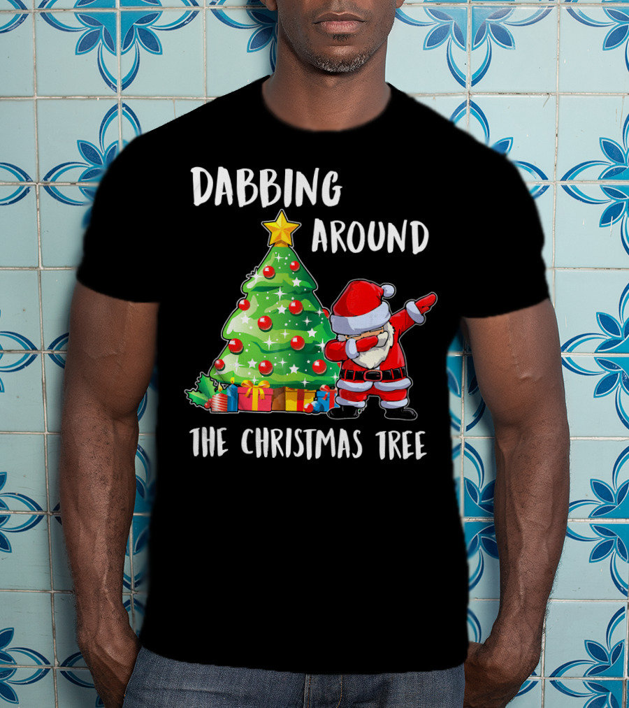 Dabbing Santa Claus Around The Christmas Tree T-Shirt