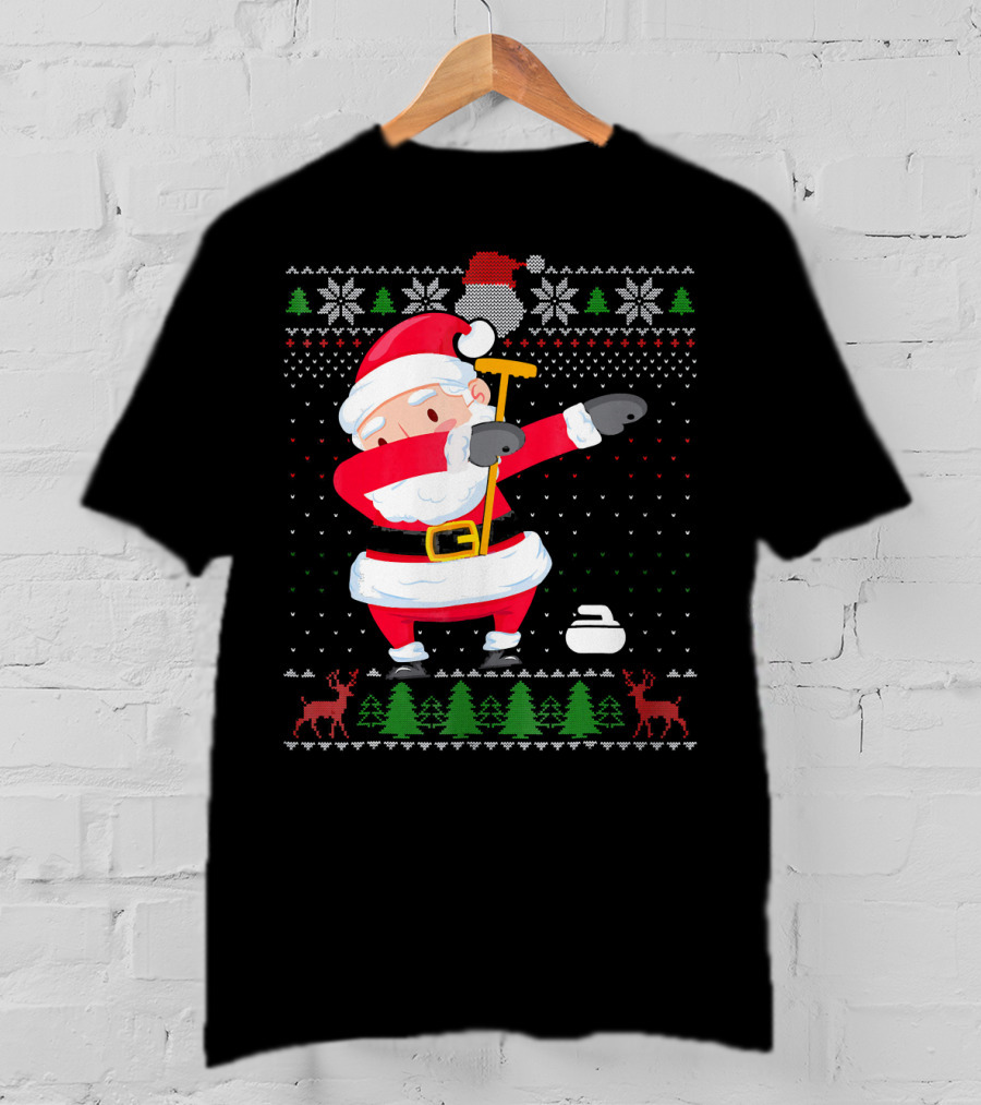 Dabbing Santa Ugly Christmas Sweater Curling T-Shirt