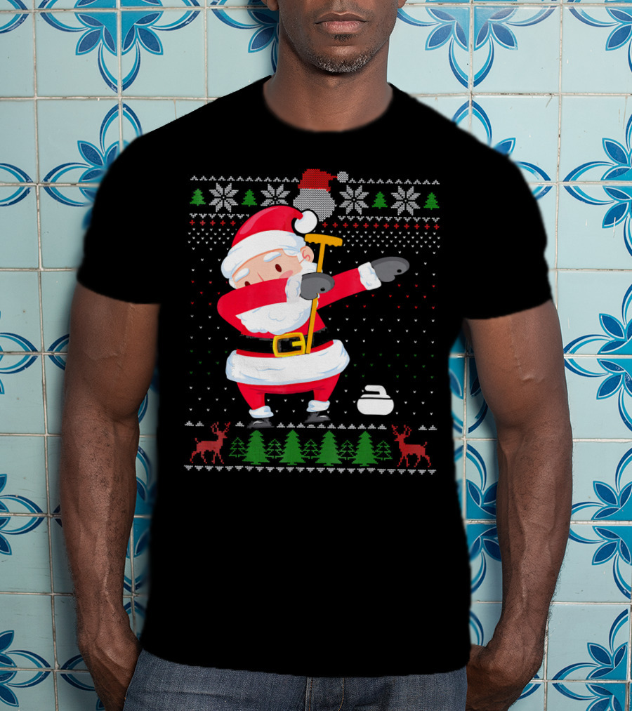 Dabbing Santa Ugly Christmas Sweater Curling T-Shirt