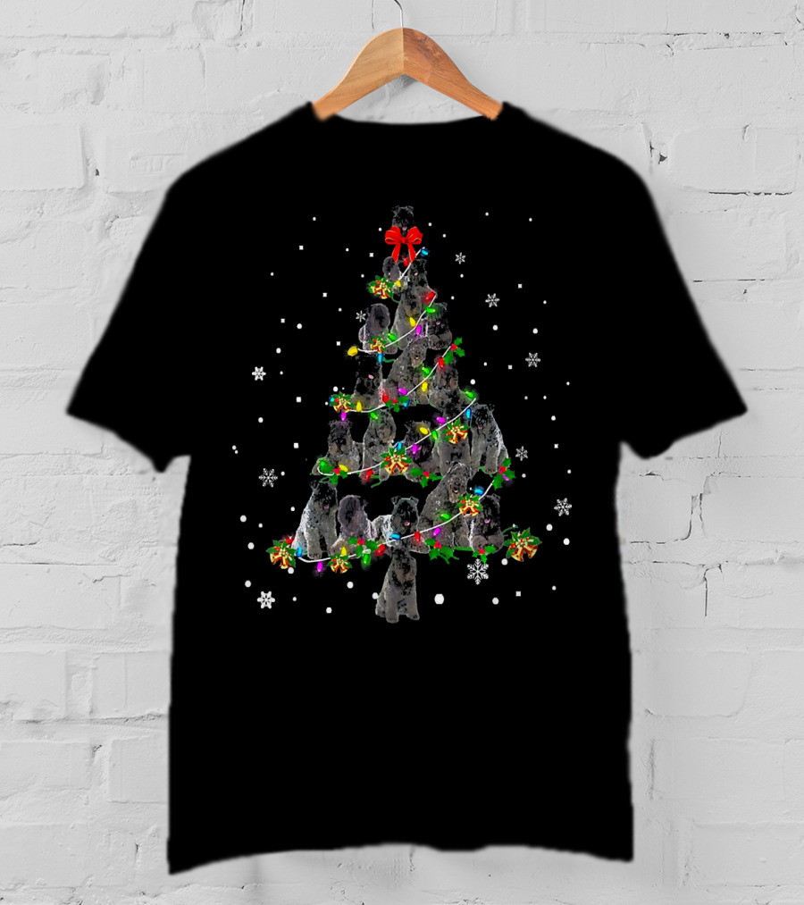 Kerry Blue Terrier Christmas Tree Lights And Snowflakes T-Shirt