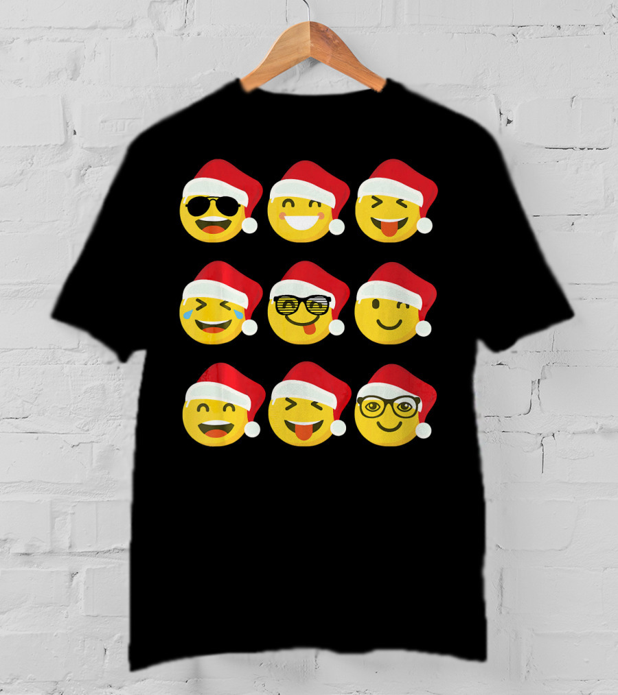 Christmas Funny Santa Emojis Faces T-Shirt