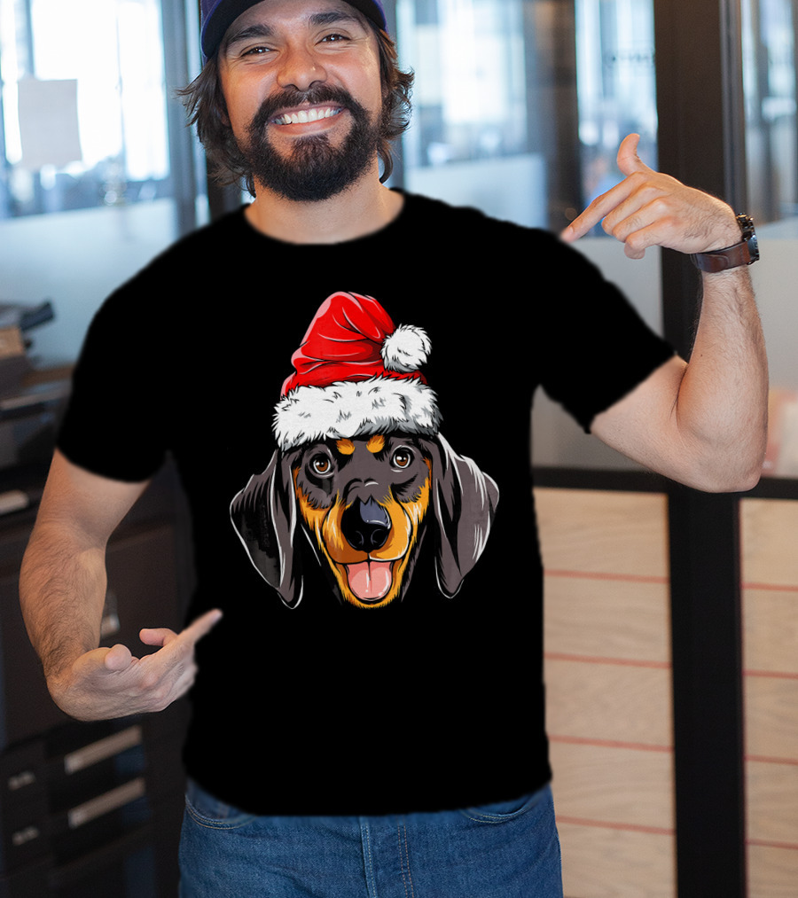 Dachshund Santa Hat Festive Dog Christmas T-Shirt