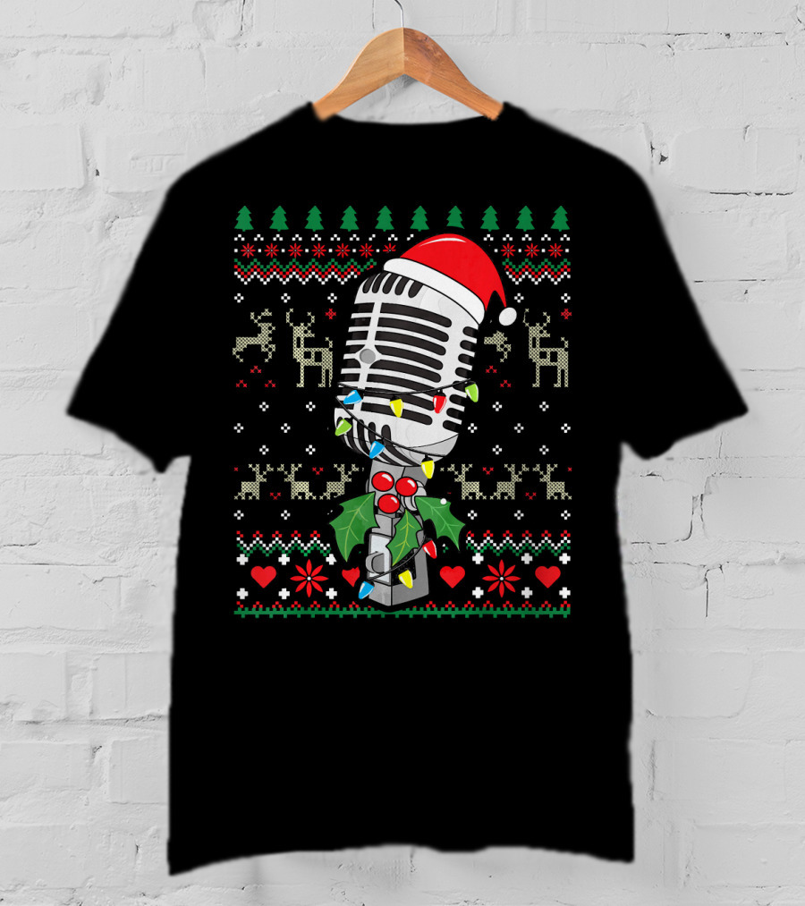 Singer Microphone Vintage Sing Christmas Holiday T-Shirt