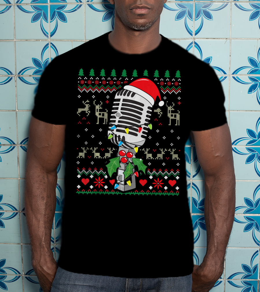 Singer Microphone Vintage Sing Christmas Holiday T-Shirt