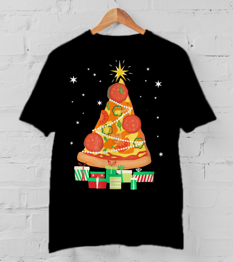 Pizza Christmas Tree Slice Festive Gifts T-Shirt