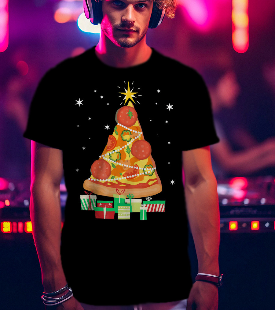 Pizza Christmas Tree Slice Festive Gifts T-Shirt