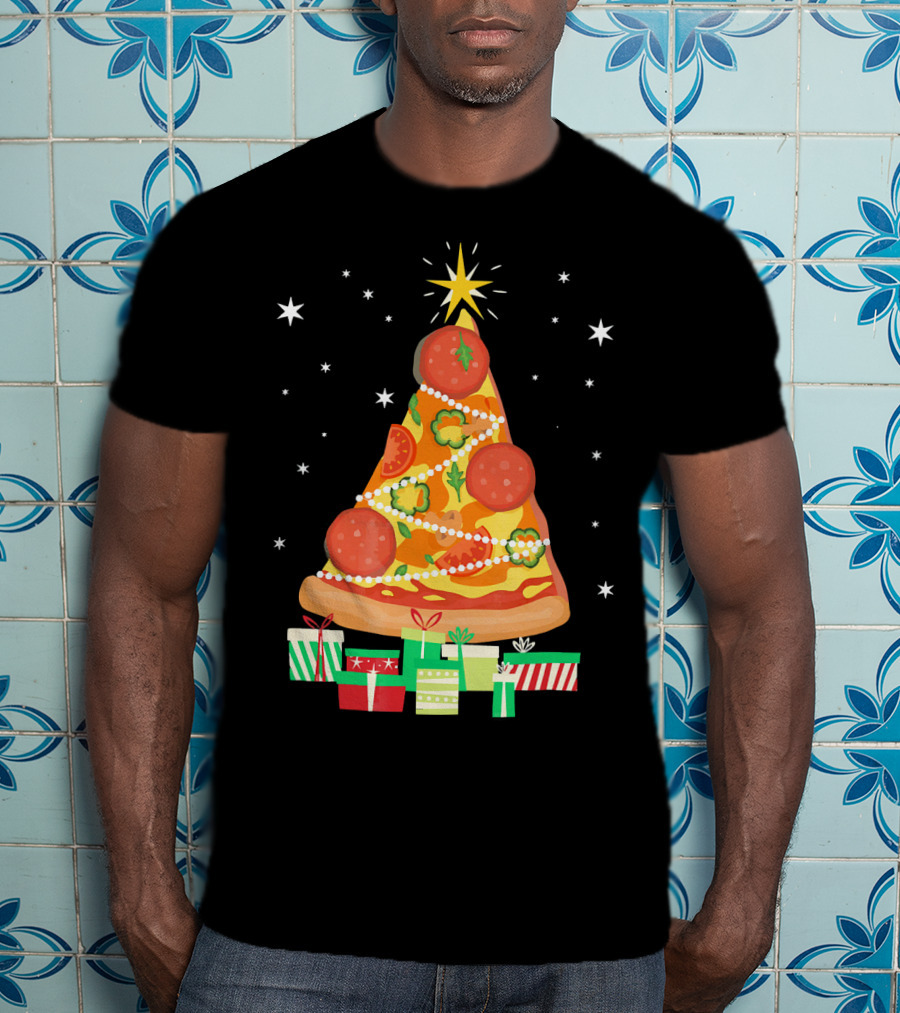 Pizza Christmas Tree Slice Festive Gifts T-Shirt