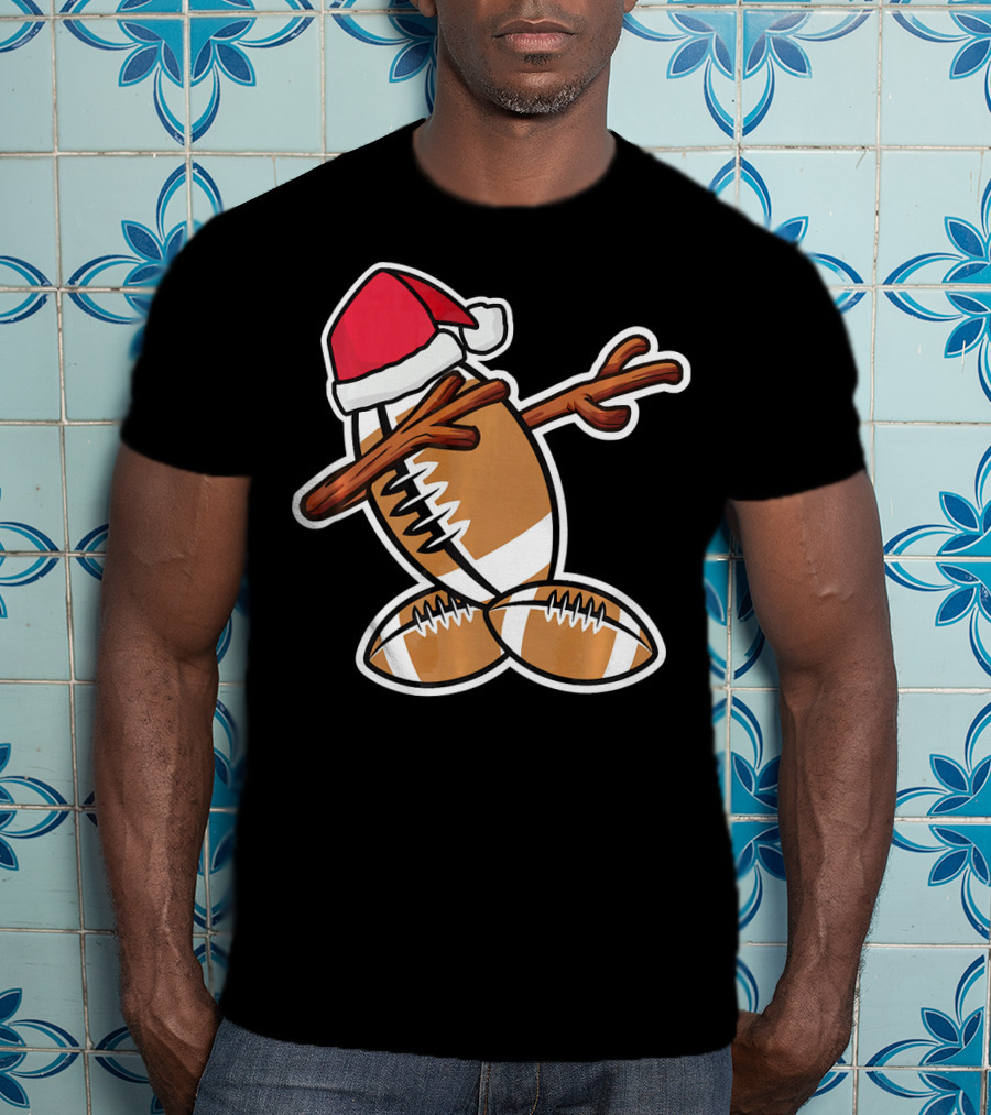 Dabbing Christmas Football Snowman T-Shirt
