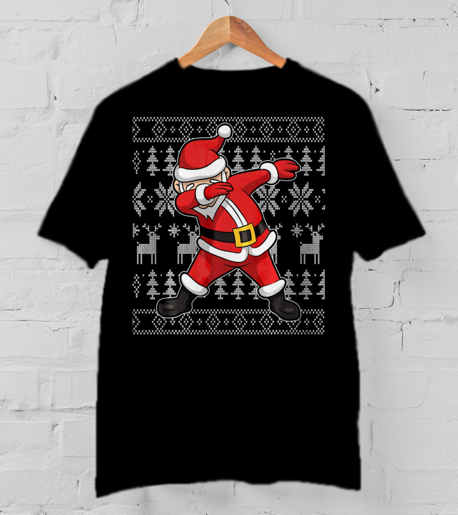 Dabbing Santa Claus On Ugly Christmas T-Shirt
