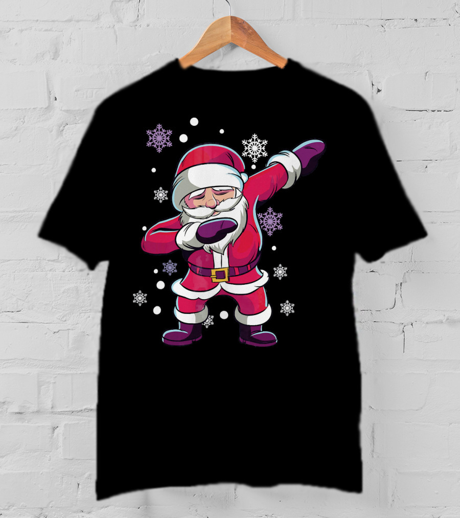 Dabbing Santa Claus With Snowflakes T-Shirt