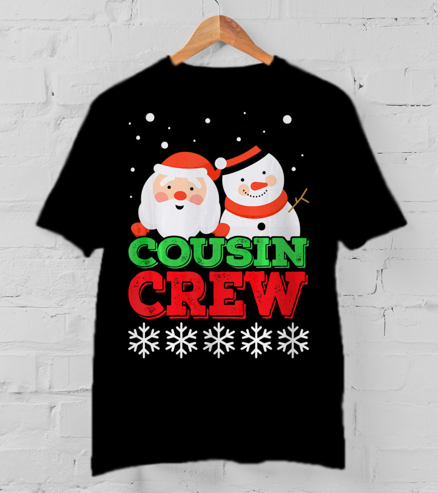 Cousin Crew Santa Snowman Christmas Party Snowflakes T-Shirt