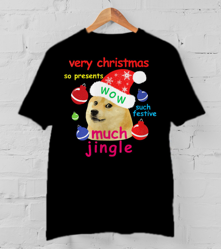 Very Christmas So Presents Wow Much Jingle Such Festive Doge Santa T-Shirt